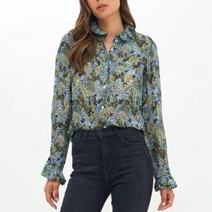 Oliphant Ruffle Collar Blouse- Eden Blue
